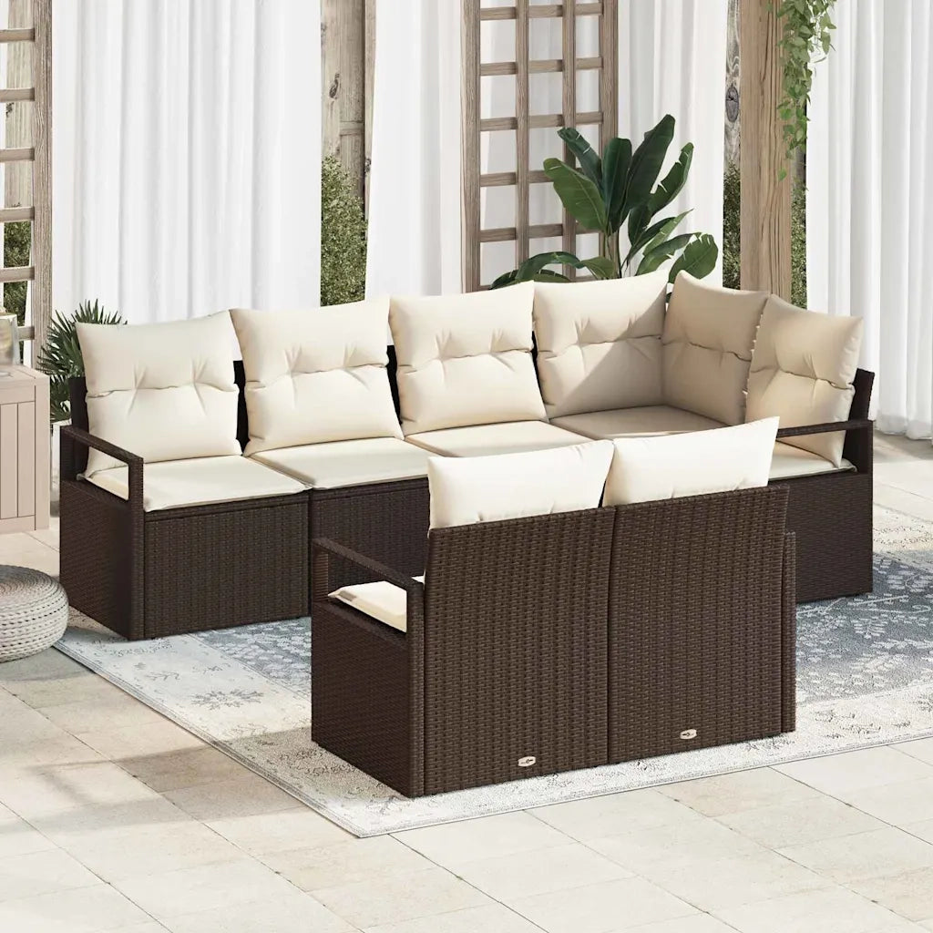 Set Divano da Giardino 7 pcs Marrone e bianco polyrattan 3355087