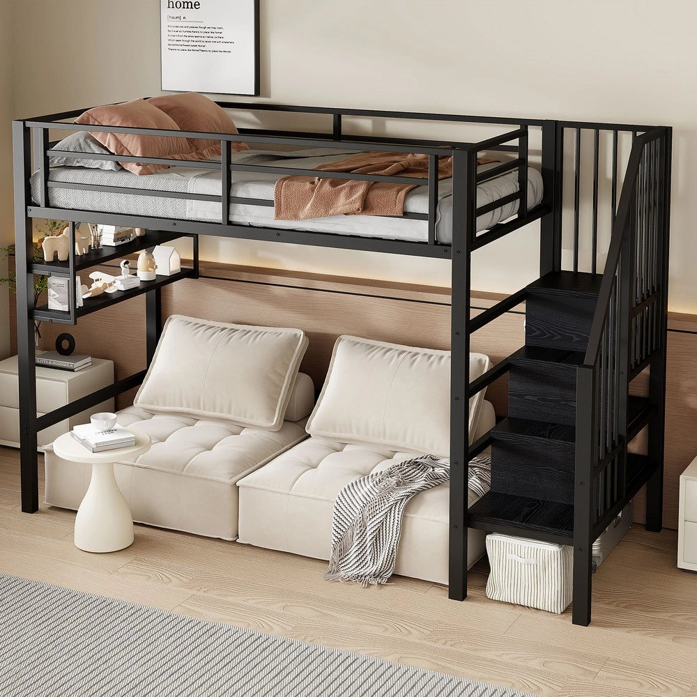 Letto a Soppalco con Gel?nder e Contenitore ¨C MINIMAL ¨C Nero 90x200
