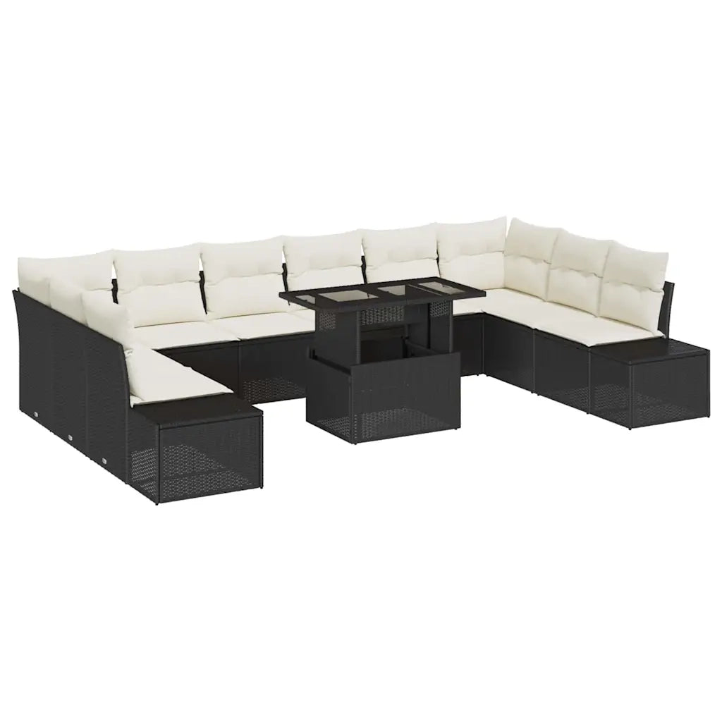 Set Divano da Giardino 11 pcs Nero Poly Rattan 3357990