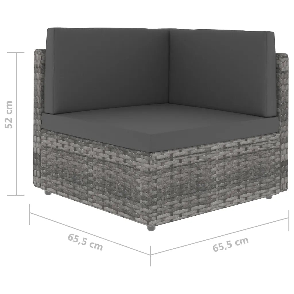 Divano ad Angolo Modulare in Polyrattan Grigio 49521