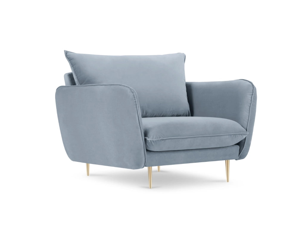 Cosmopolitan Design - Poltrona "Vienna" in velluto azzurro 