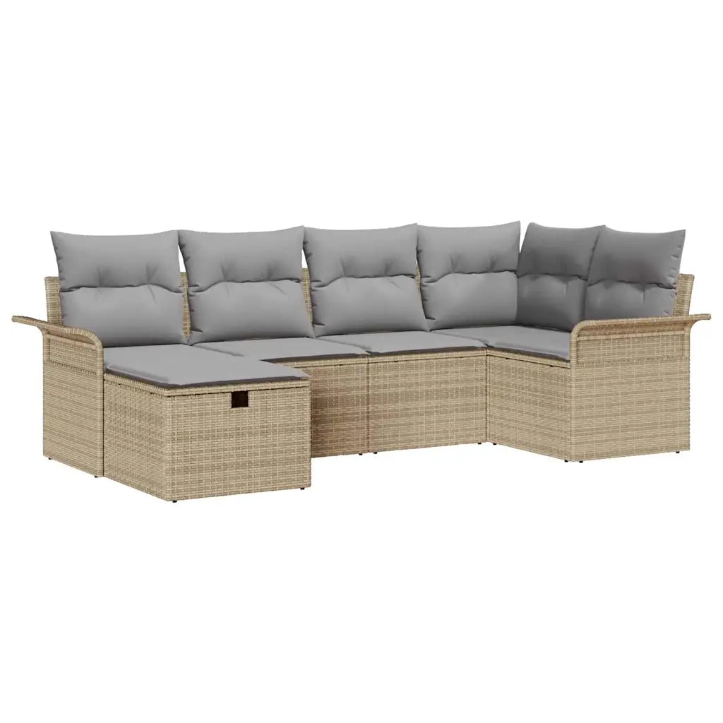 Set Divano da Giardino con cuscino 6 pcs Poly Rattan