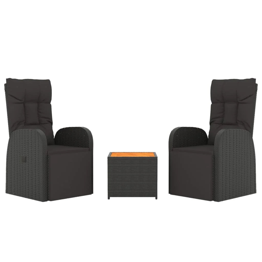 Set di mobili da giardino mobili da esterno set da 3 pezzi polyrattan nero e acacia 02_0014206