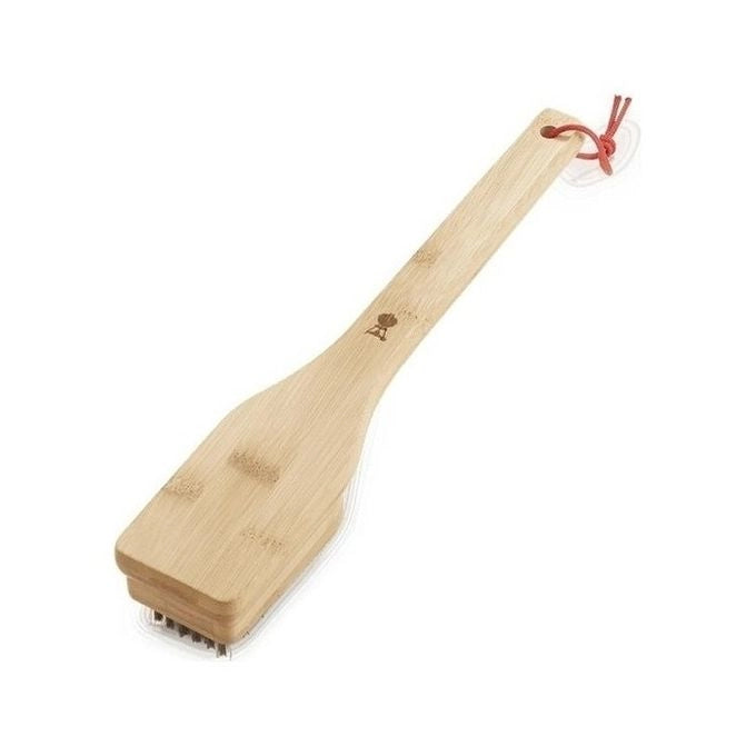 Weber 6275 Spazzola per Griglia in Bamboo 30 cm Setole in Acciaio Inossidabile Accessorio Barbecue colore Marrone