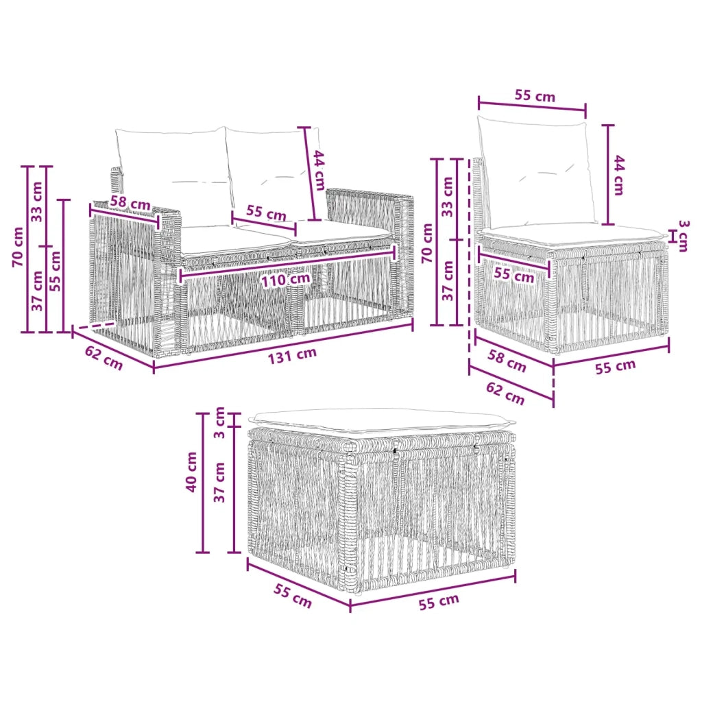 Set Divano da Giardino 10 pz Grigio e Grigio Scuro polyrattan 3435245