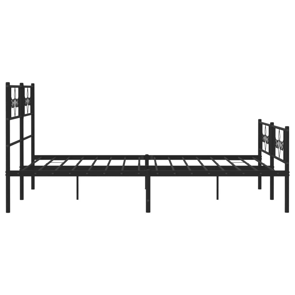Letto matrimoniale | Letto per adulti | Giroletto senza Materaso con Pediera in Metallo Nero 160x200 cm