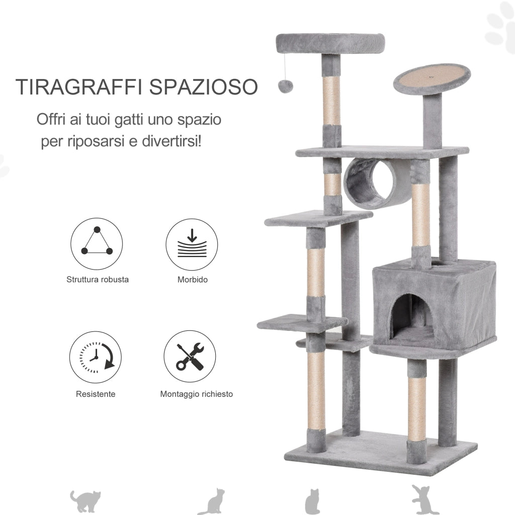 Tiragraffi per Gatti ¨C Minimal ¨C Grigio 60x50x165cm