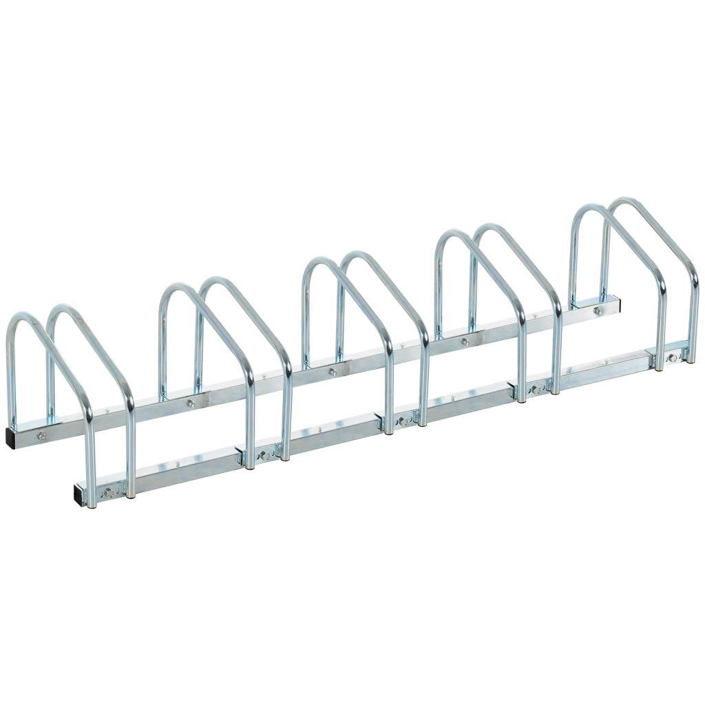 Supporto Bici da Parete 5 Posti ¨C Minimal ¨C Argento Acciaio 145x33x27 cm