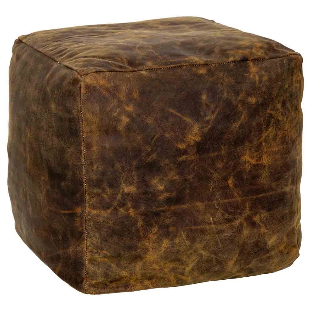 Pouf in pelle marrone 45x45x45h cm