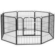 Recinto per Cani 8 Pannelli con Porta ¨C Minimal ¨C Nero 80x80 cm