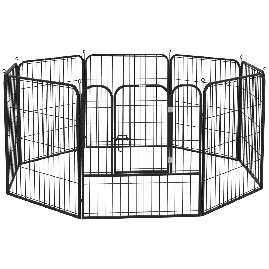 Recinto per Cani 8 Pannelli con Porta ¨C Minimal ¨C Nero 80x80 cm