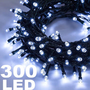 Trade Shop - Catena Luminosa 300 Luci Led Lucciole Bianco Freddo Controller 8funzioni Interno -