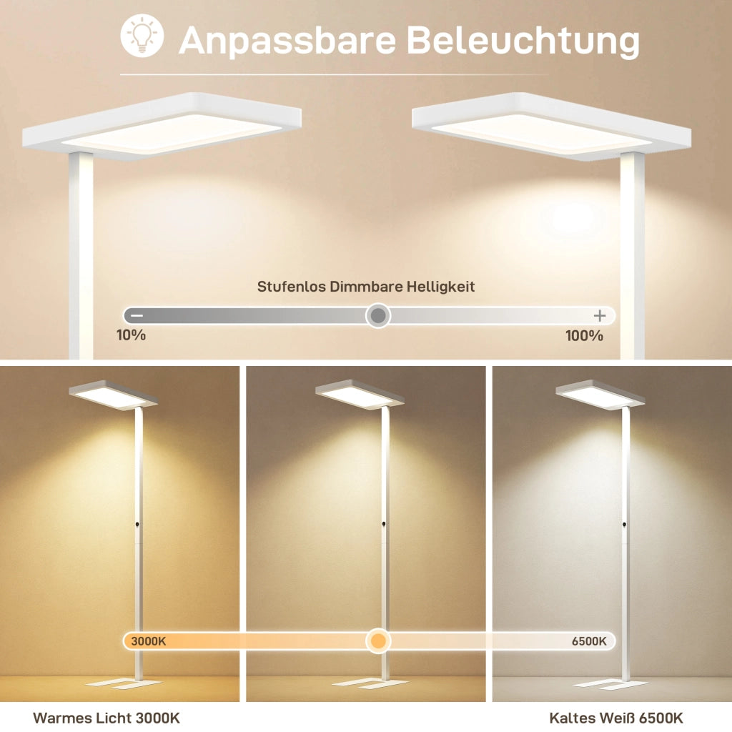 Lampada da terra LED ¨C Minimal ¨C bianco, metallo e plastica, telecomando