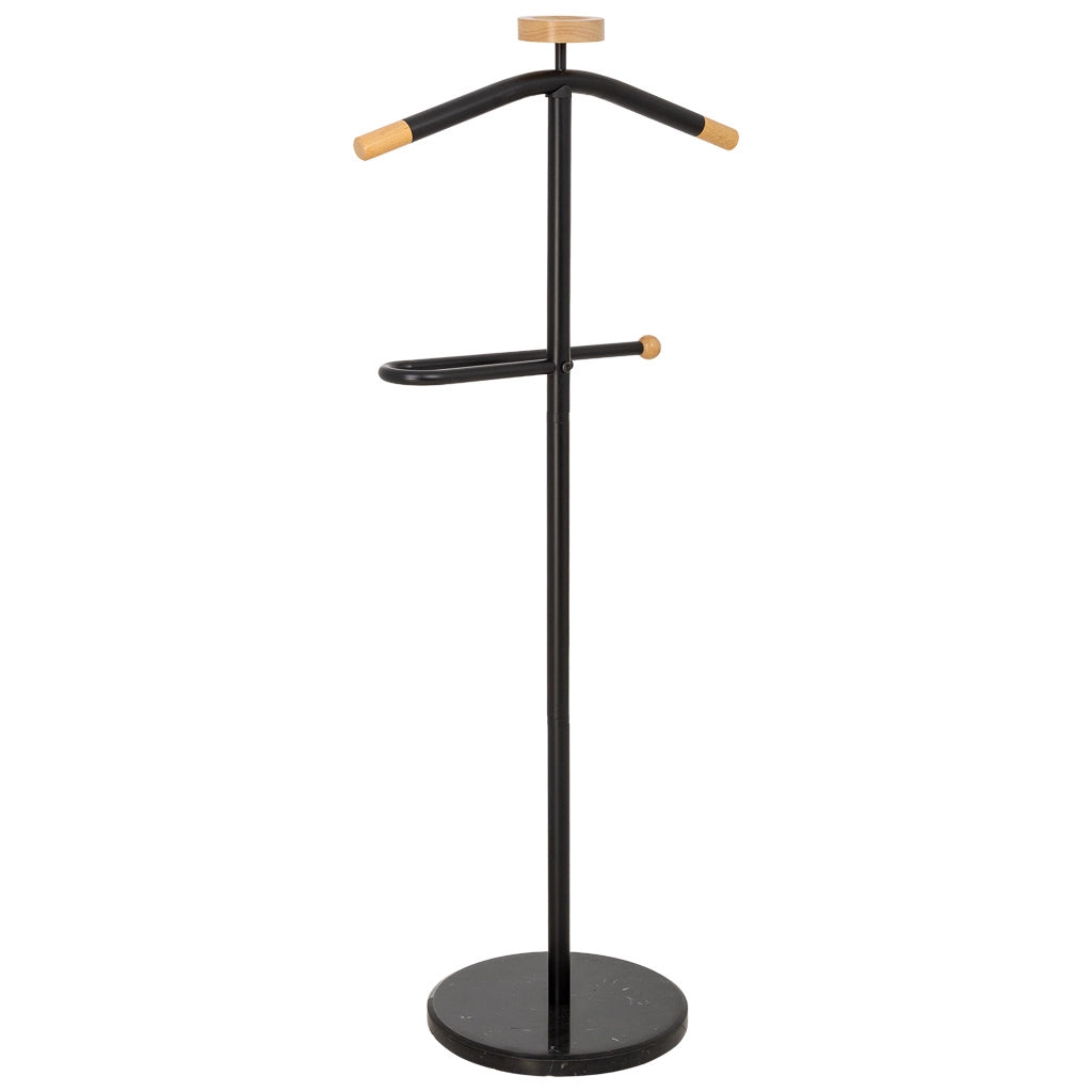 Galán de noche de metal y madera negro 120h cm