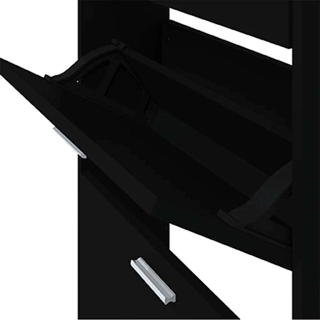 Scarpiera-Scaffale per scarpe Nera 59x17x169 cm in Legno Multistrato