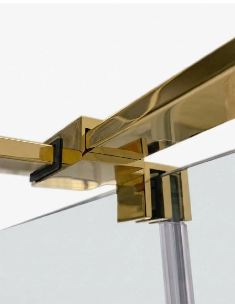 Box doccia CIRENE (KENNA) 1+1 con lato fisso laterale 140x80 cm Oro Barra Perpendicolare