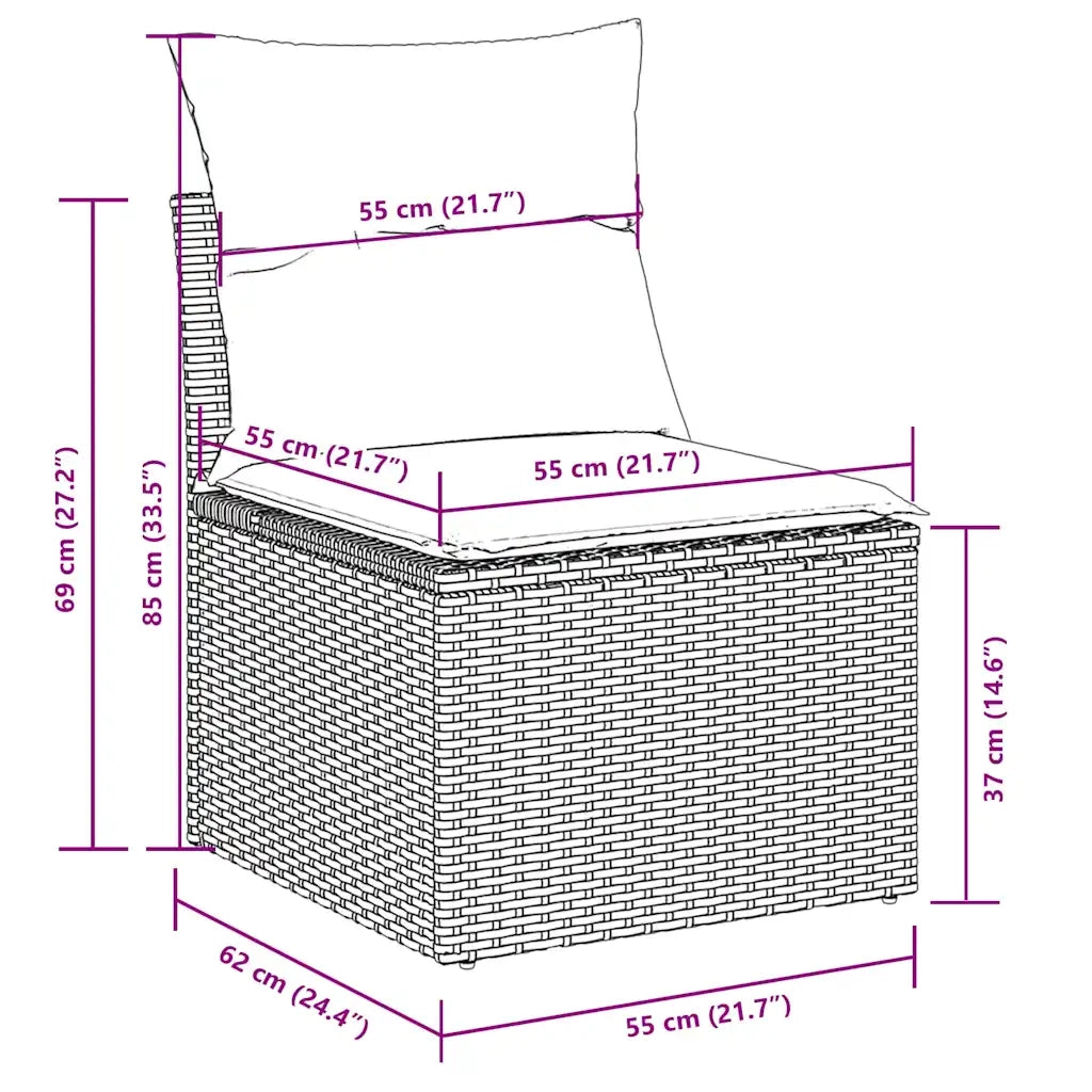 Set Divani da Giardino 7pz con Cuscini Grigio Chiaro Polyrattan 3221791