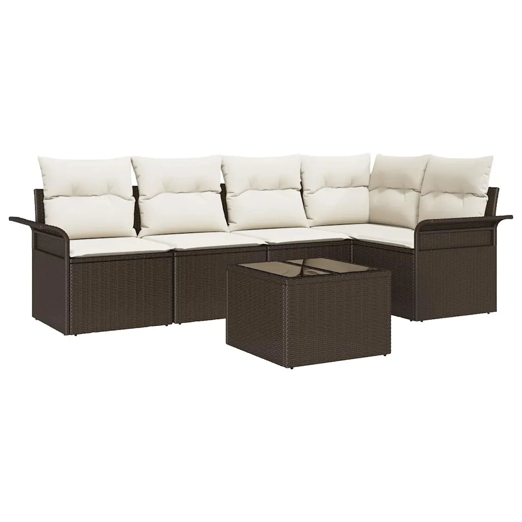 Set Divano da Giardino con cuscino 6 pcs polyrattan