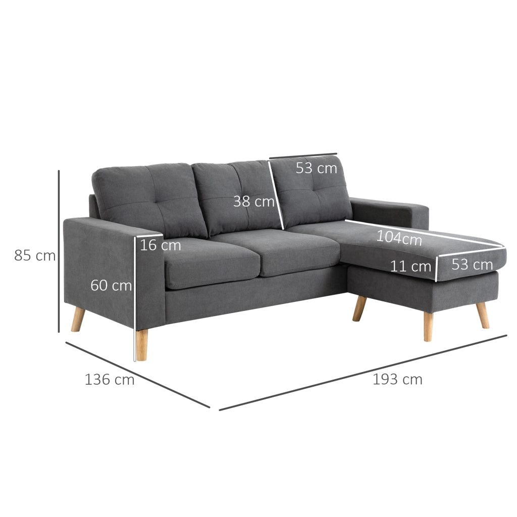 Divano Angolare ¨C zephmum ¨C Tessuto Grigio