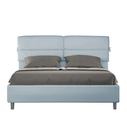 BS COM Letto matrimoniale contenitore imbottito 160x200 microfibra azzurro
