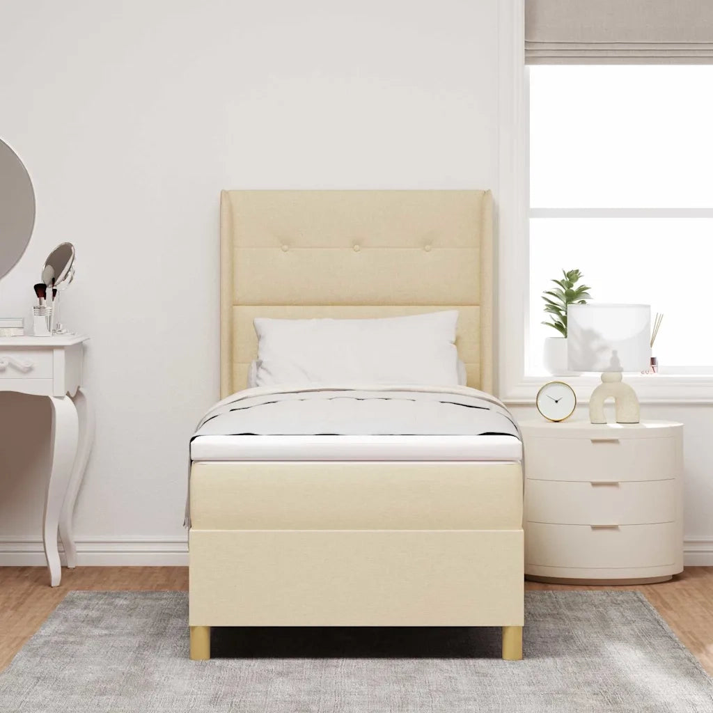 Letto a molle con materasso Crema 90 x 200 cm Tessuto