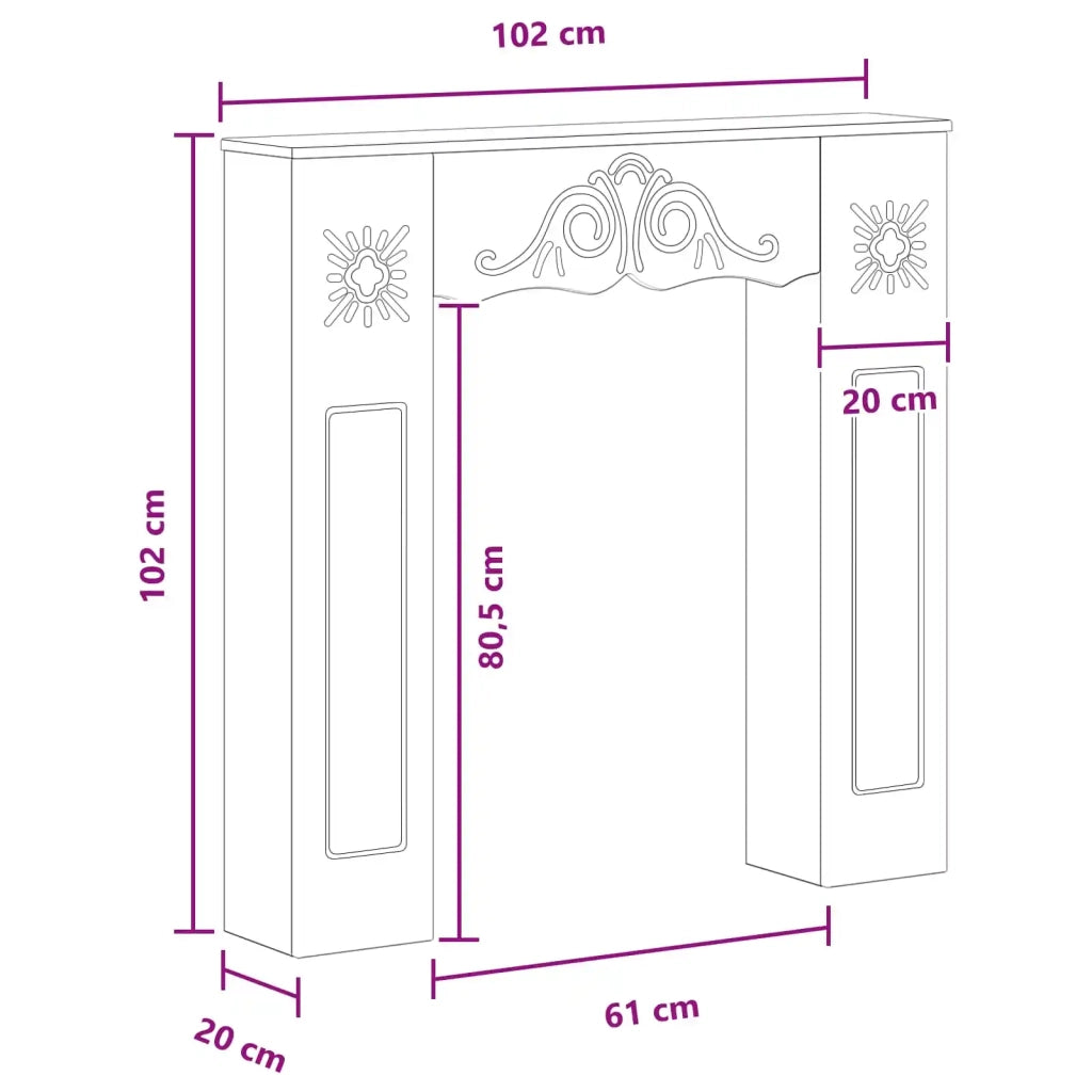 Cornice per camino Bianco Lucido 102 x 20 x 102 cm 8006637