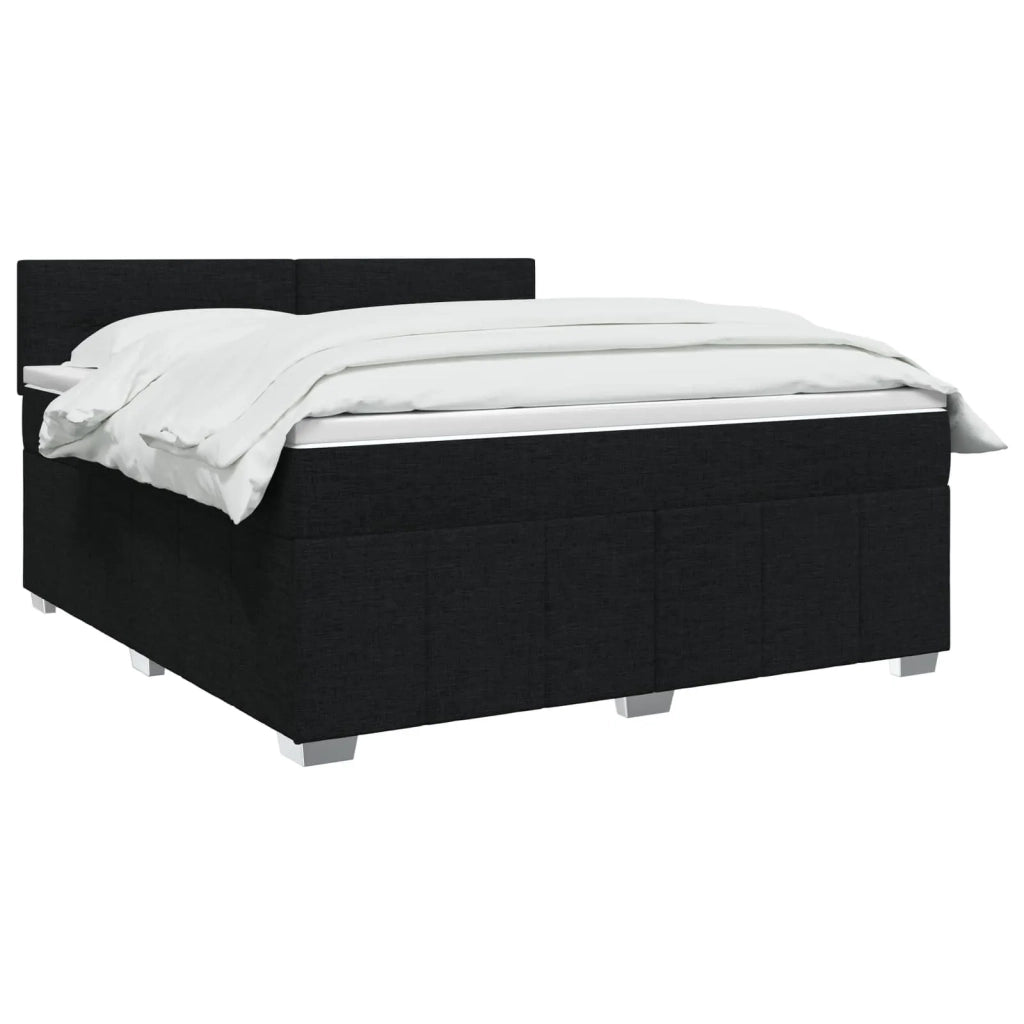 Letto Box Spring LED con Materasso Nero 180 x 200 cm Tessuto 3455663