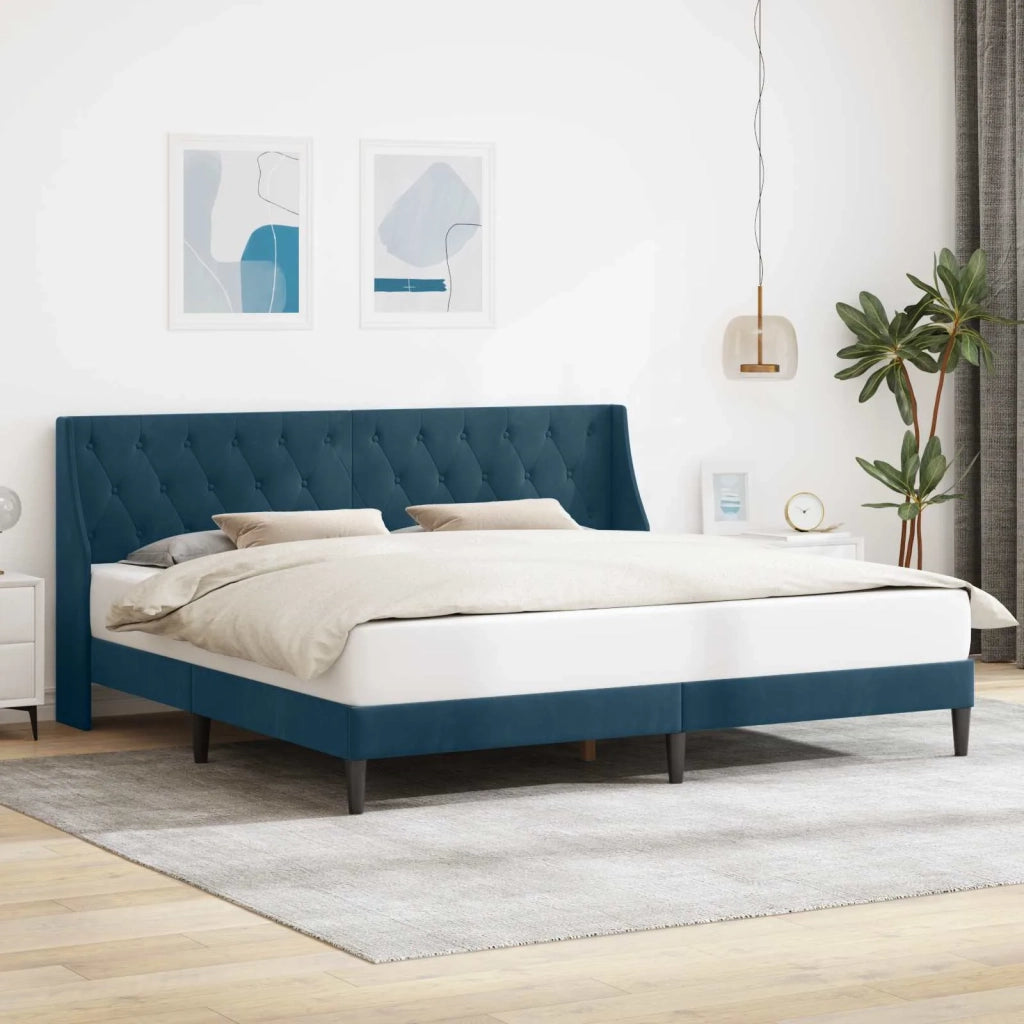 Struttura del letto con testiera-Giroletto Blu 200 x 200 cm Velluto 974803