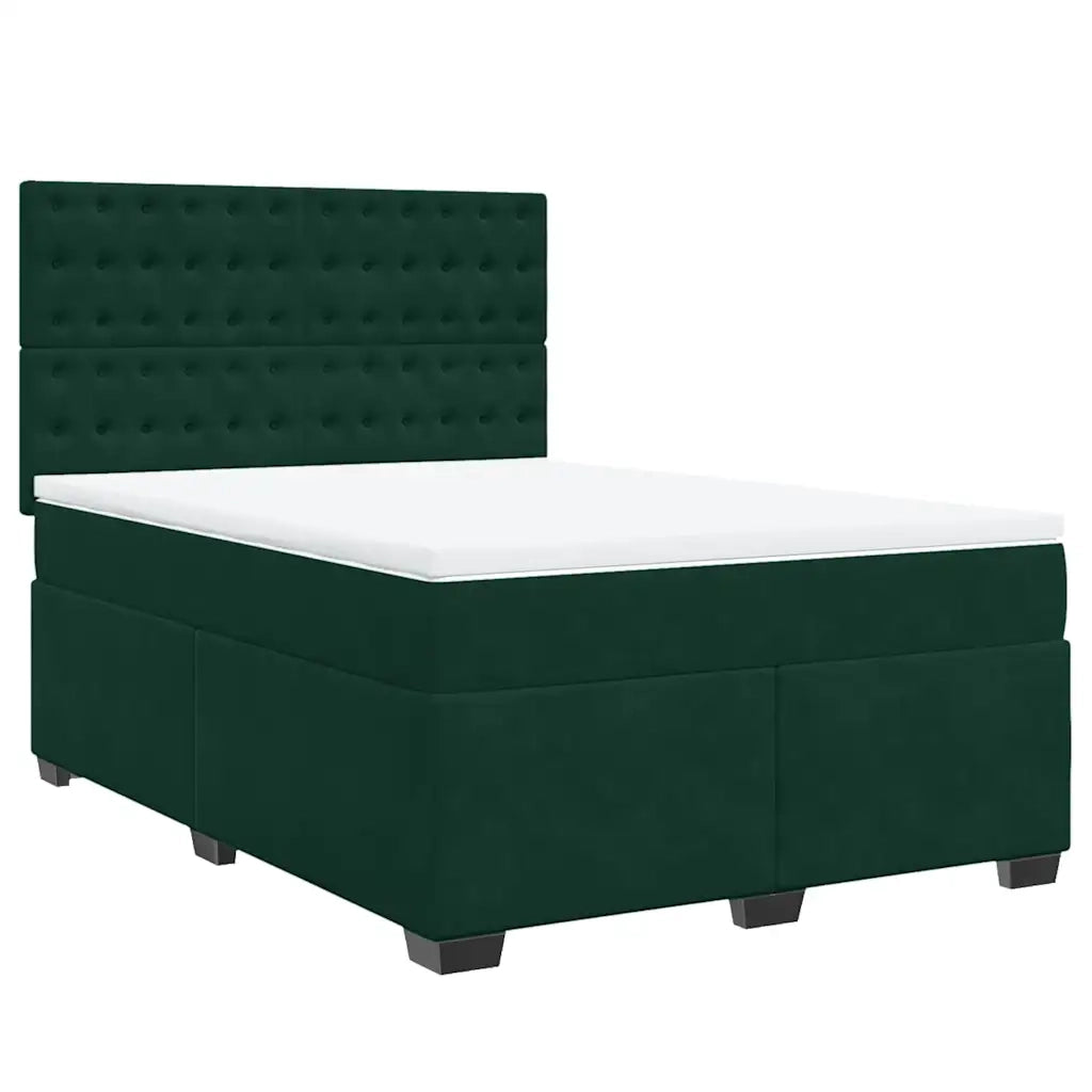 Giroletto a Molle con Materasso Verde Scuro 140x190 cm Velluto 3293221