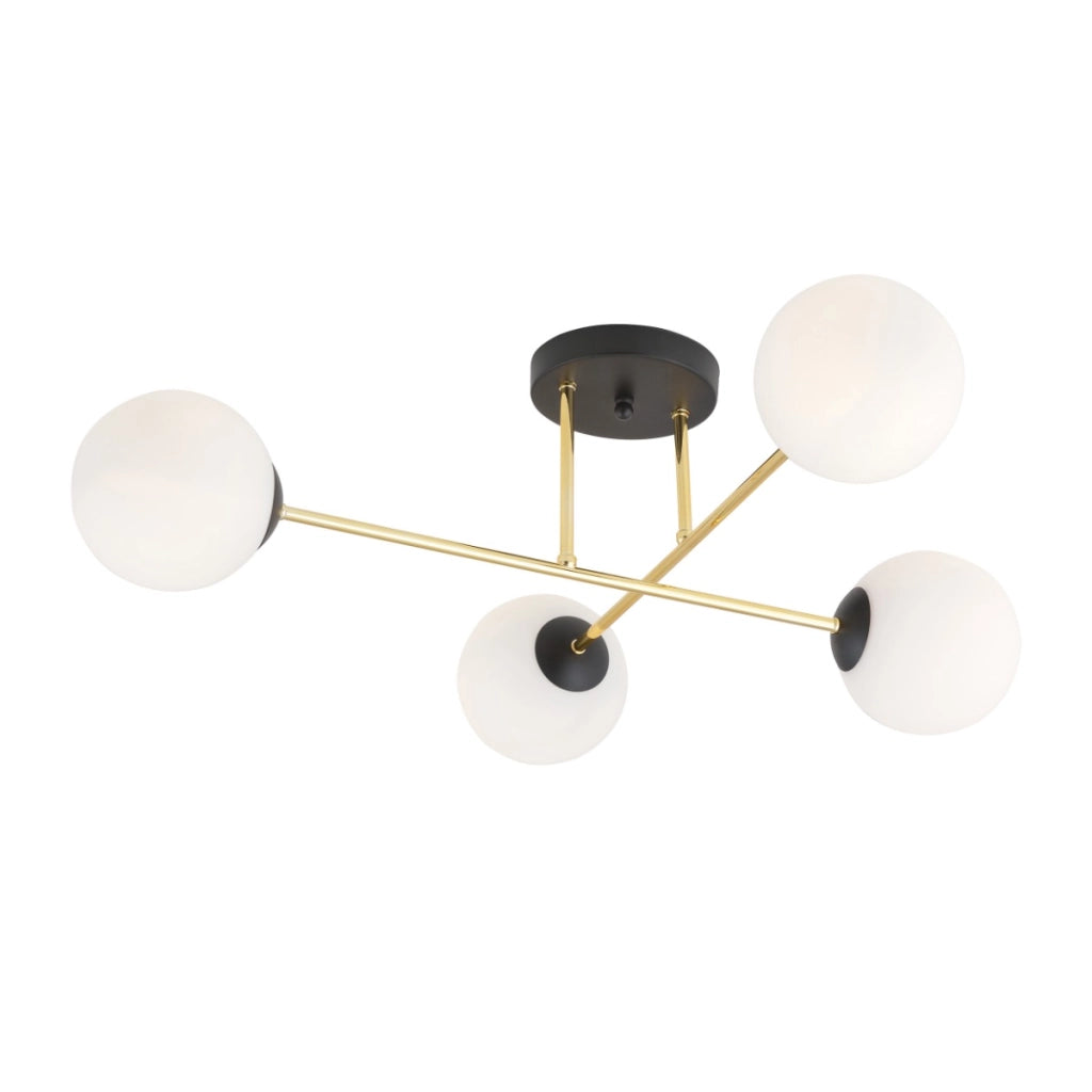 Plafoniera Emibig MAGNUM 4xE14 oro, diffusori bianchi