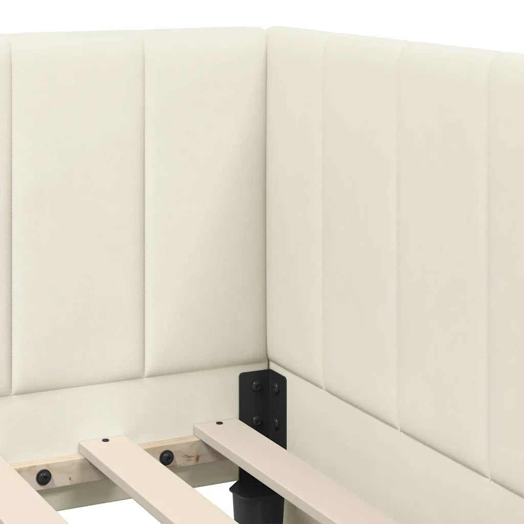 Struttura Letto Angolare con Materasso 2 pcs Crema Velluto 3393865