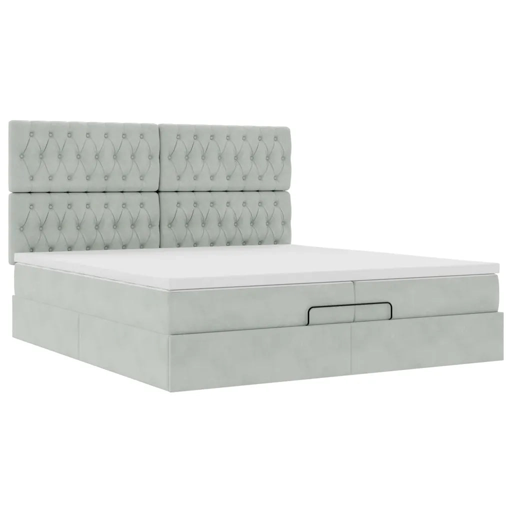 Struttura Letto Pouf con Materassi 200x200 cm Velluto 3314414