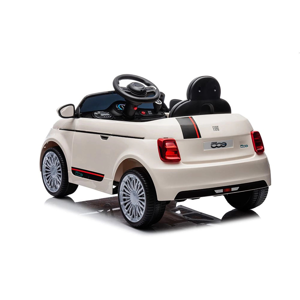 Macchina Elettrica per Bambini Fiat 500 12V 30W con Telecomando Luci e Suoni Bianco