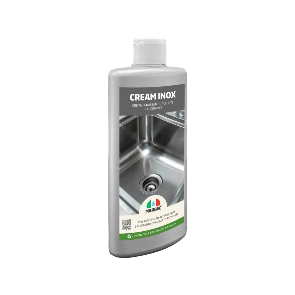Crema detergente e lucidante per acciaio inox, elimina aloni e impronte Marbec CREAM INOX® - 250GR