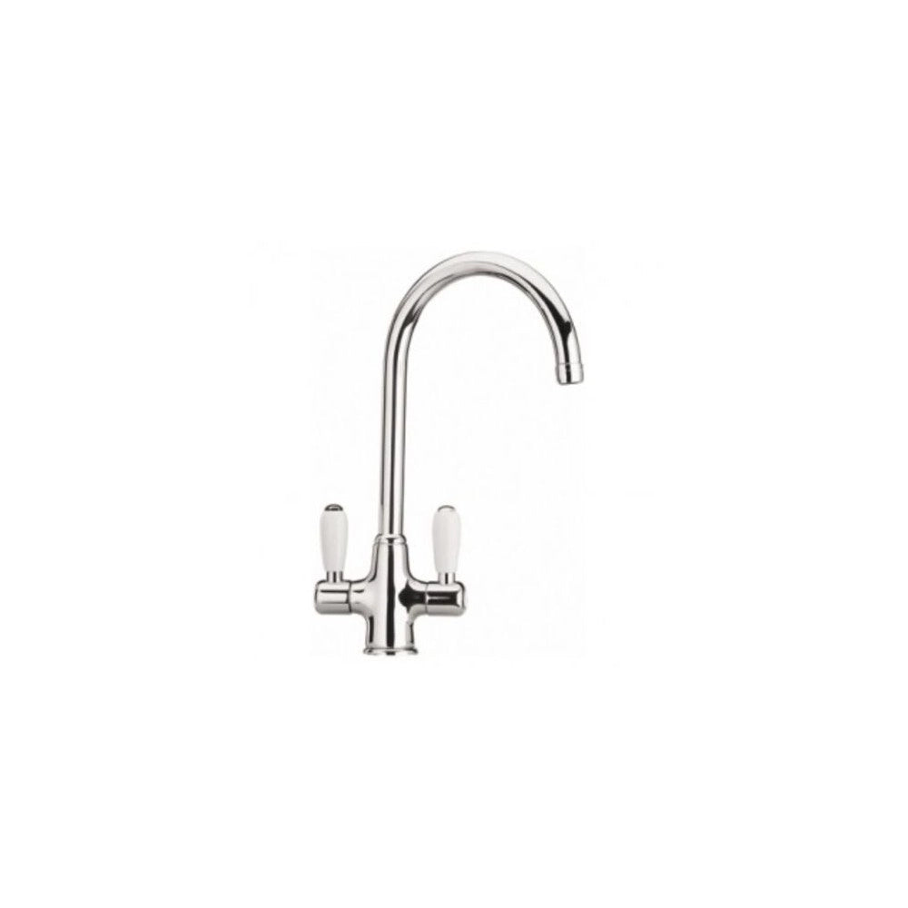 Miscelatore da cucina cromato manopole ceramica bianca Paini 64CR544