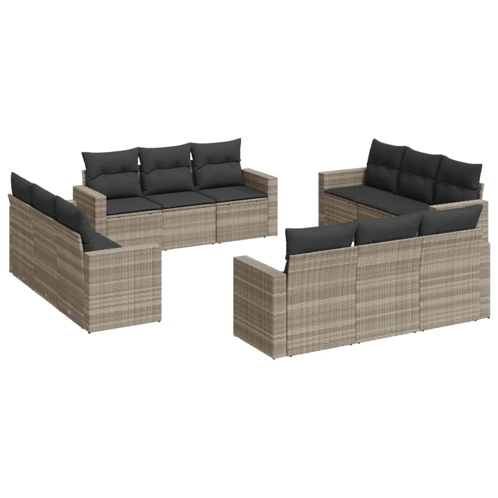 Set Divano Giardino 12 pz con Cuscini Grigio Chiaro Polyrattan 3251109