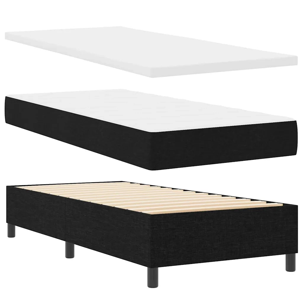 Letto a molle con materasso Nero 90 x 190 cm Tessuto 3339275