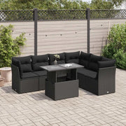 Set Divani da Giardino con Cuscini 7pz Nero Polyrattan 3326166