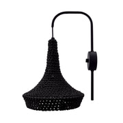 Applique da parete boho nera cotone MAHAKA E27 20W Shilo