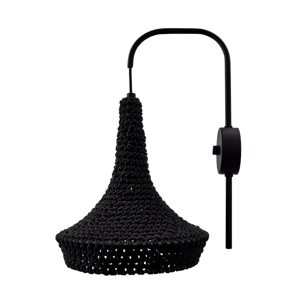 Applique da parete boho nera cotone MAHAKA E27 20W Shilo