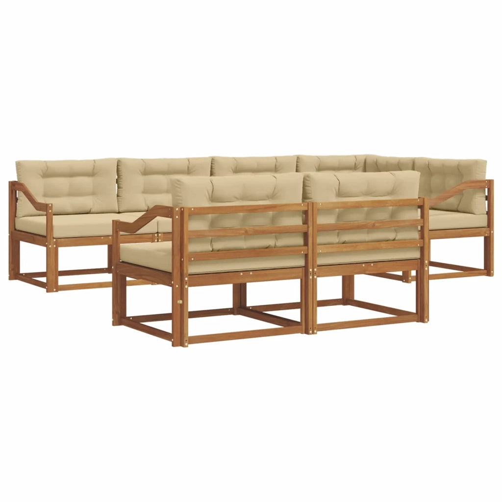Set di divani da esterno con cuscino 7 pcs Naturale e Beige 3367736