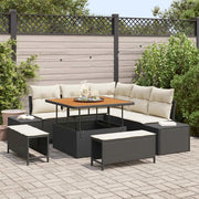Set Divano da Giardino con cuscino 8 pcs Nero Poly Rattan 3364725