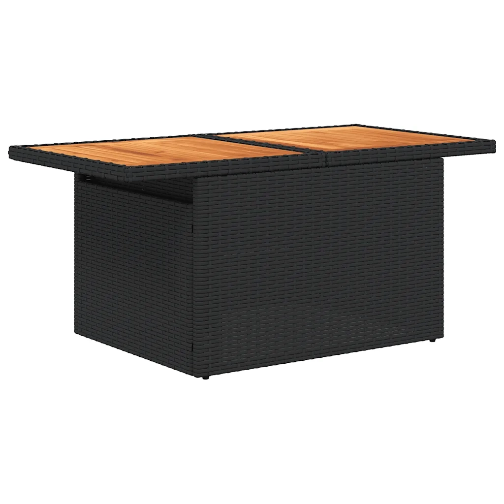 Set Divani da Giardino 6 pz con Cuscini Nero in Polyrattan e acacia 3327662