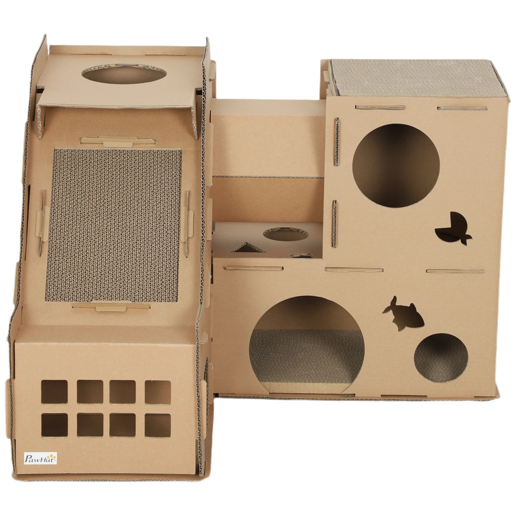 Castello per Gatti 2 Livelli con Tunnel e Ramp ¨C Minimal ¨C Marrone