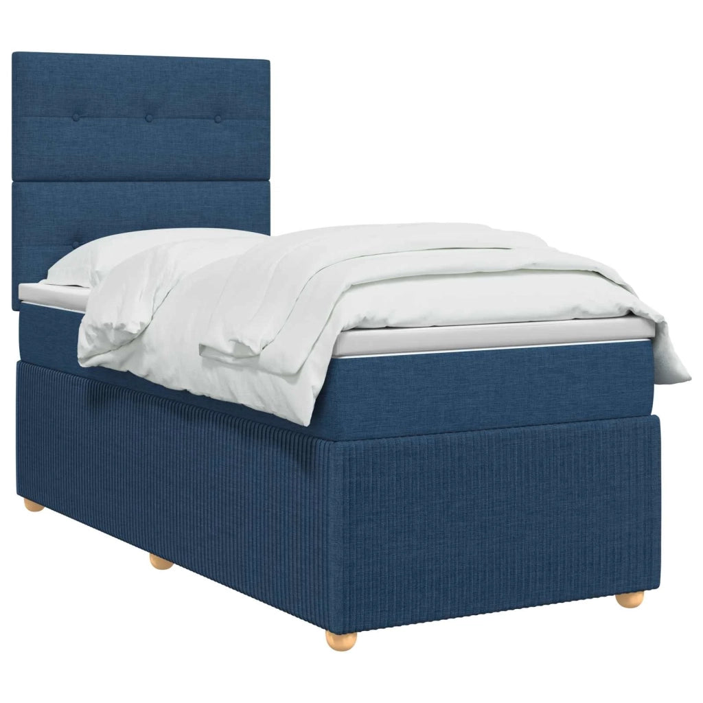 Letto Box Spring LED con Materasso Blu 80 x 200 cm Tessuto 3455733