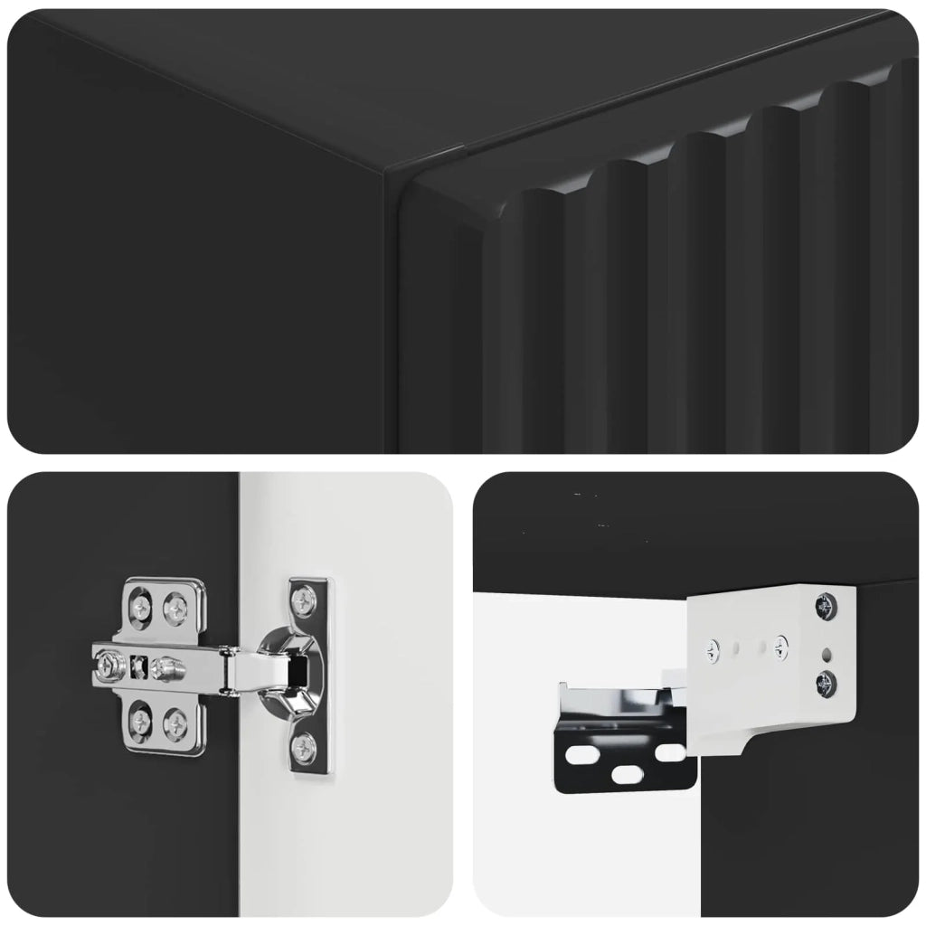 Mobiletto da Bagno a Muro Nero 33 x 34,5 x 100 cm 890653