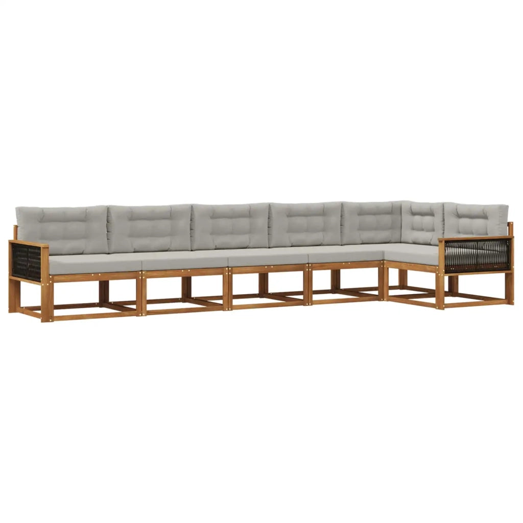 Set di divani da esterno 6 pz Naturale e Grigio chiaro 3382604