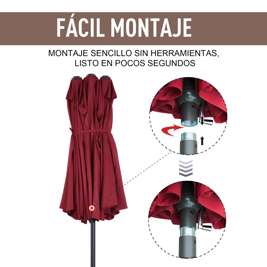 Ombrellone Doppio per Giardino ¨C zephmum ¨C Rosso Vino 455x265x238 cm