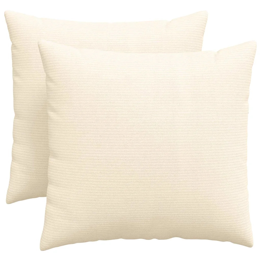 Cuscini da Divano 2 pz-Set di 2 Cuscini per Sofa Crema 50 x 50 cm Tessuto in Cords 109949