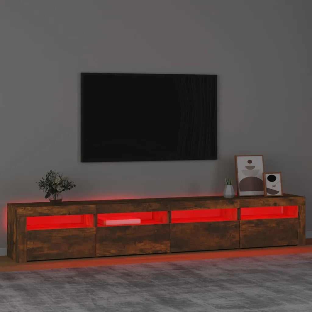 Mobile TV | Armadietto TV | Mobile Porta TV con Luci LED Rovere Fumo 240x35x40 cm